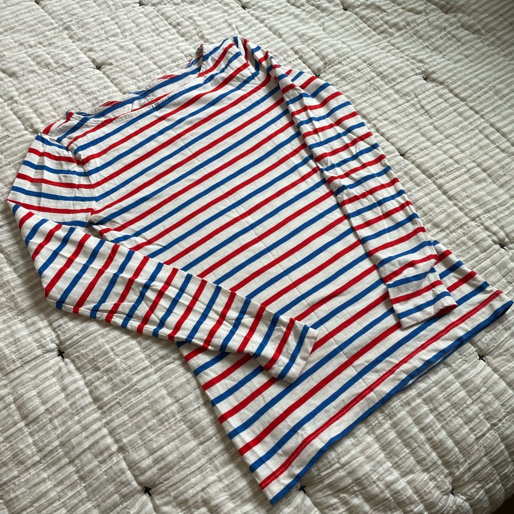 NWOT J. Crew Red, White and Blue Striped Painter Tee